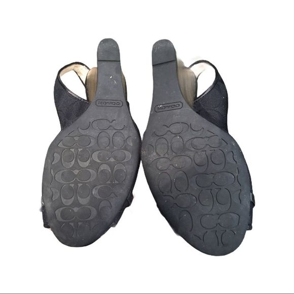 Coach Signature Cynthia Peep Toe Wedge Slingback. - Picture 8 of 10